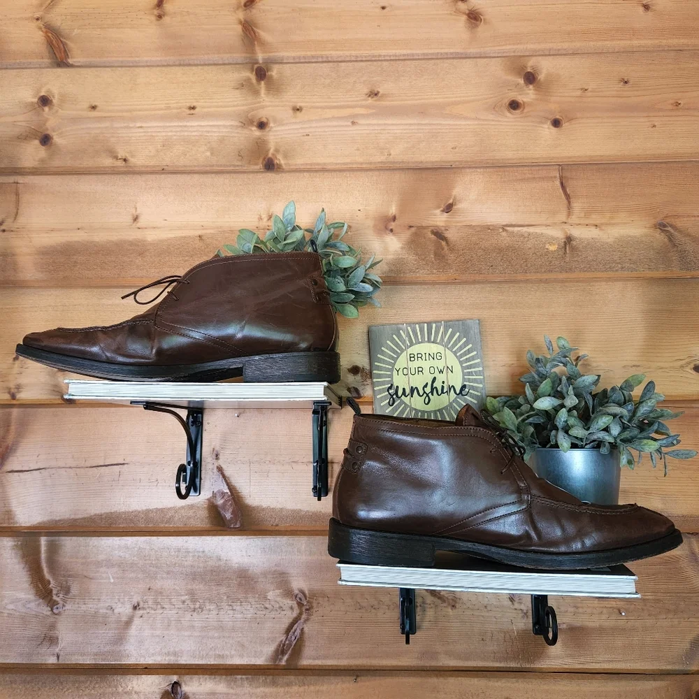 Johnston Murphy‎ 💙 20-6580 Sheepskin Leather Brown Ankle Chukka Boots Split 12M